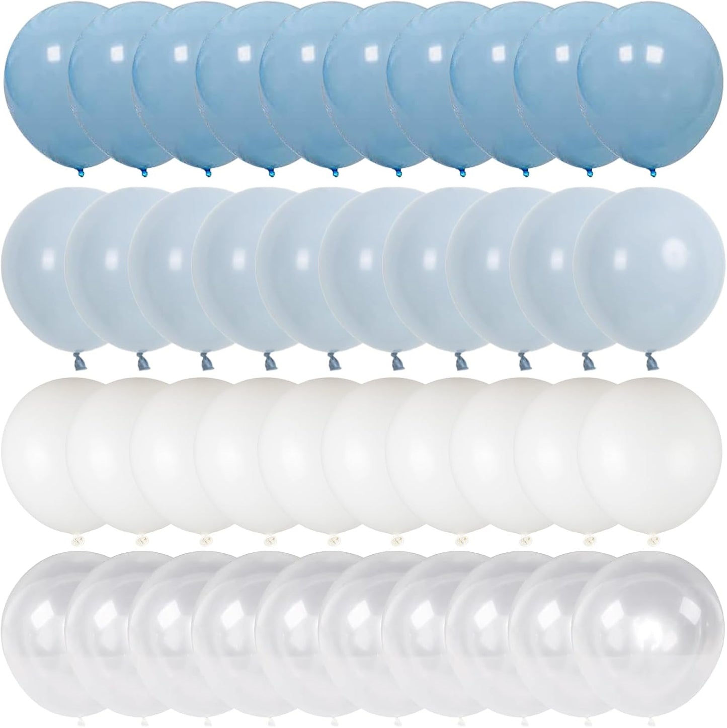 50pcs Dusty Blue Balloon Arch Kit, 12” Pastel Blue and White Clear Balloons for Birthday Wedding Baby Bridal Shower Themed Parties