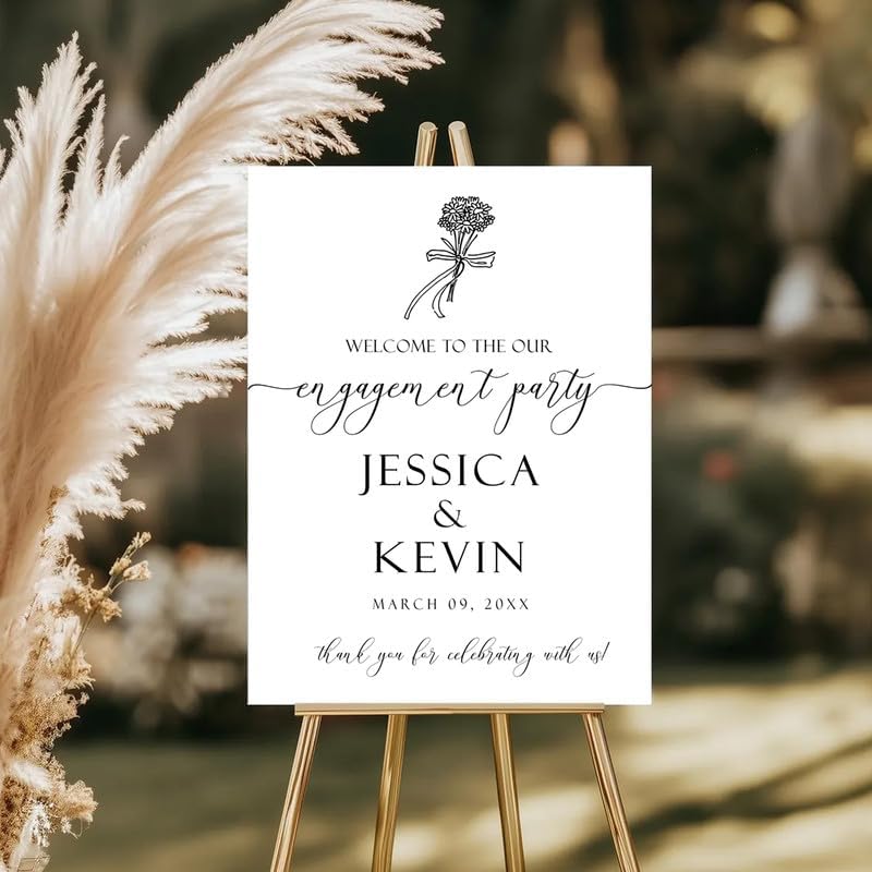 Elegant Floral Welcome Sign for Engagement Party - Classic & Timeless Couples Yard Sign with Custom Names