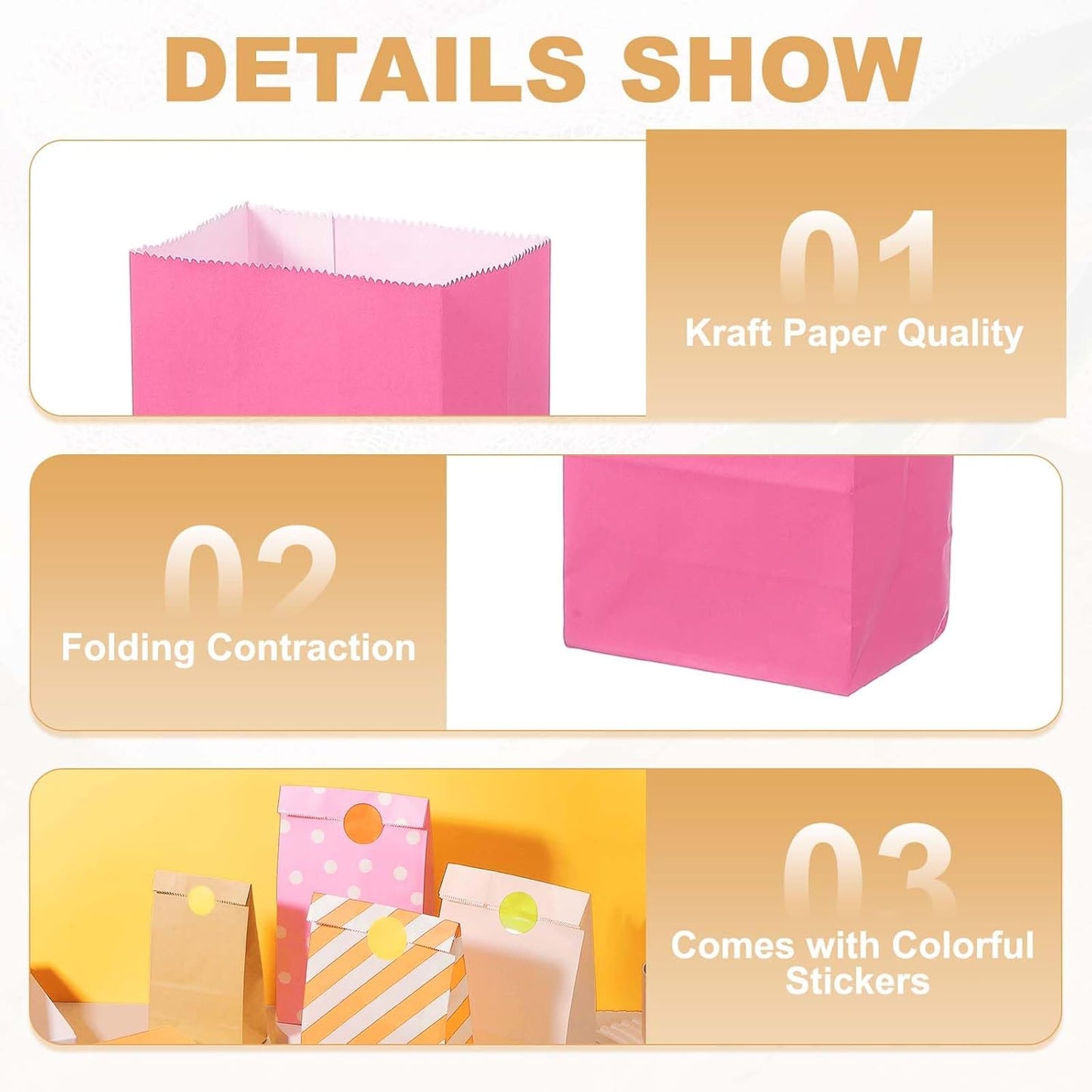PATIKIL Party Favor Bag, 24 Pcs 3.5x2.4x7.1 Inch Mini Paper Candy Bags Gift Treat Celebration Halloween Goody Birthday Wedding Party with Stickers, Rose Red