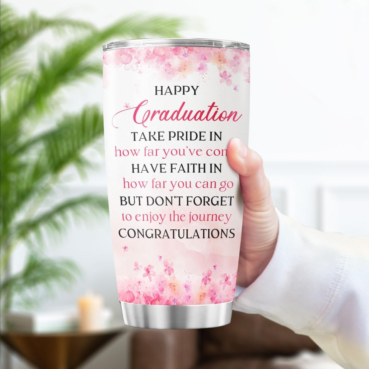 Graduation Gift for Her with Inspirational Heart Tree Design, She Believed Could So Did Quote, 20oz Stainless Steel Insulated Tumbler, Encouraging Present Women, Girls, Students