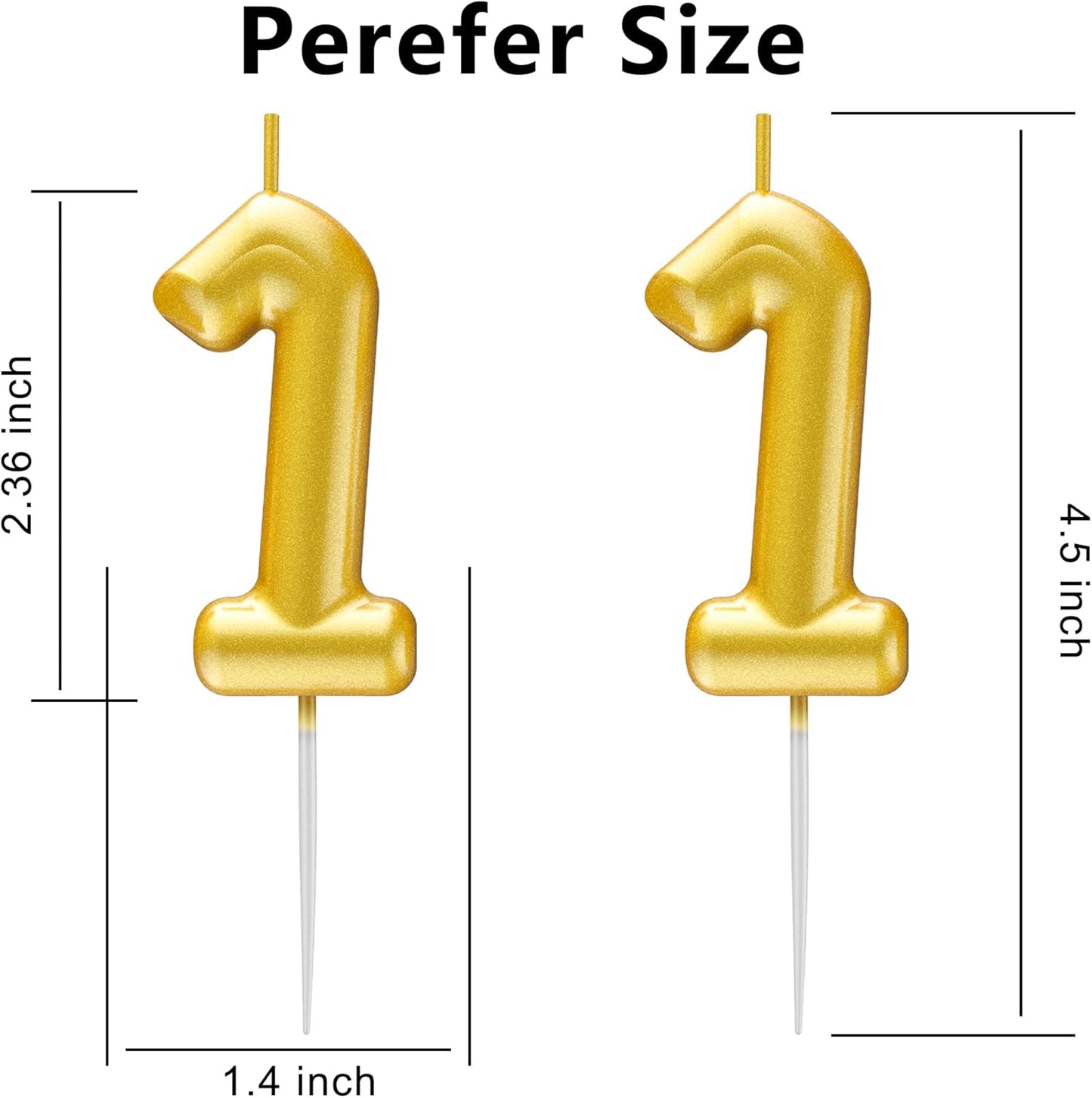 Gold Number 11 Candle Happy Birthday 3D Number Candles for Birthday Cake Party Decoration Wedding Anniversary Celebration Supplies