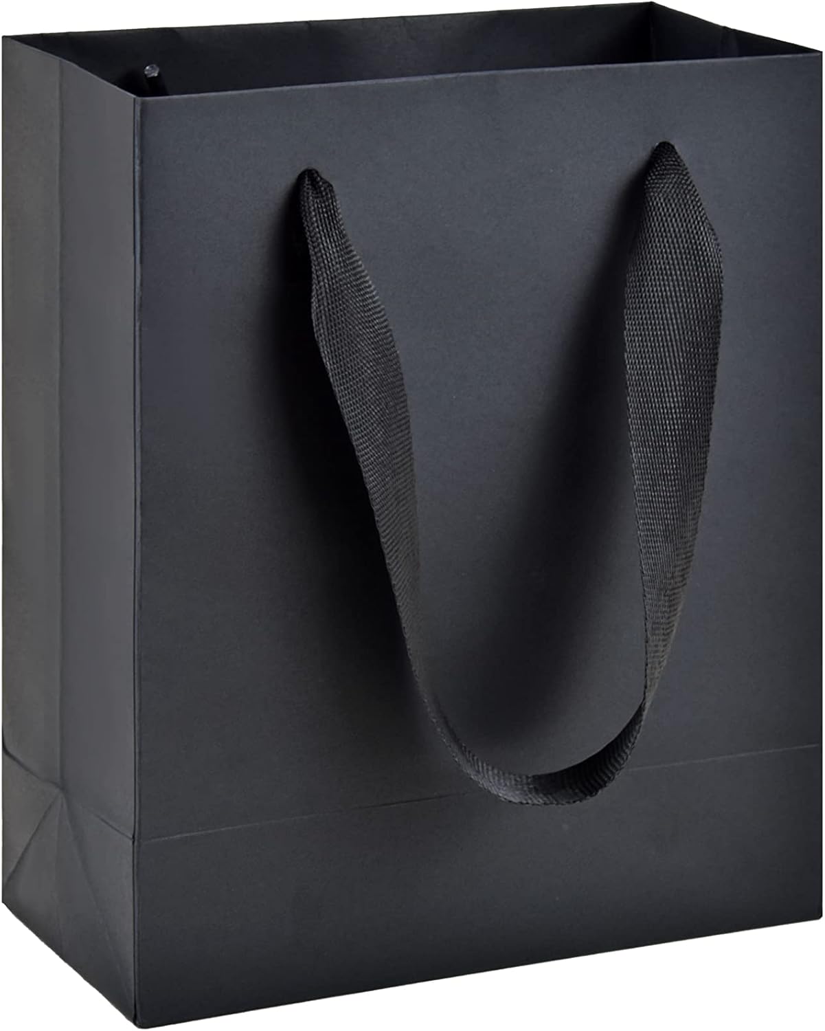 HUAPRINT 30 Pack Black Gift Bags with Ribbon Handles,6x3x7.5 inch Paper Bag Bulk for Shopping Party Favor Merchandise Business Wedding