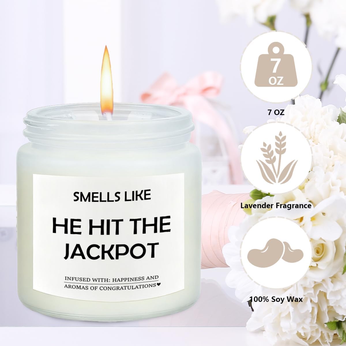 Engagement Gifts for Couples Her Engagement Party Decorations Gift for Couple Wine Bag Scented Candles Set Pairs Well with Getting Engaged Gifts Smell Like He Hit The Jackpot White Wine Bag