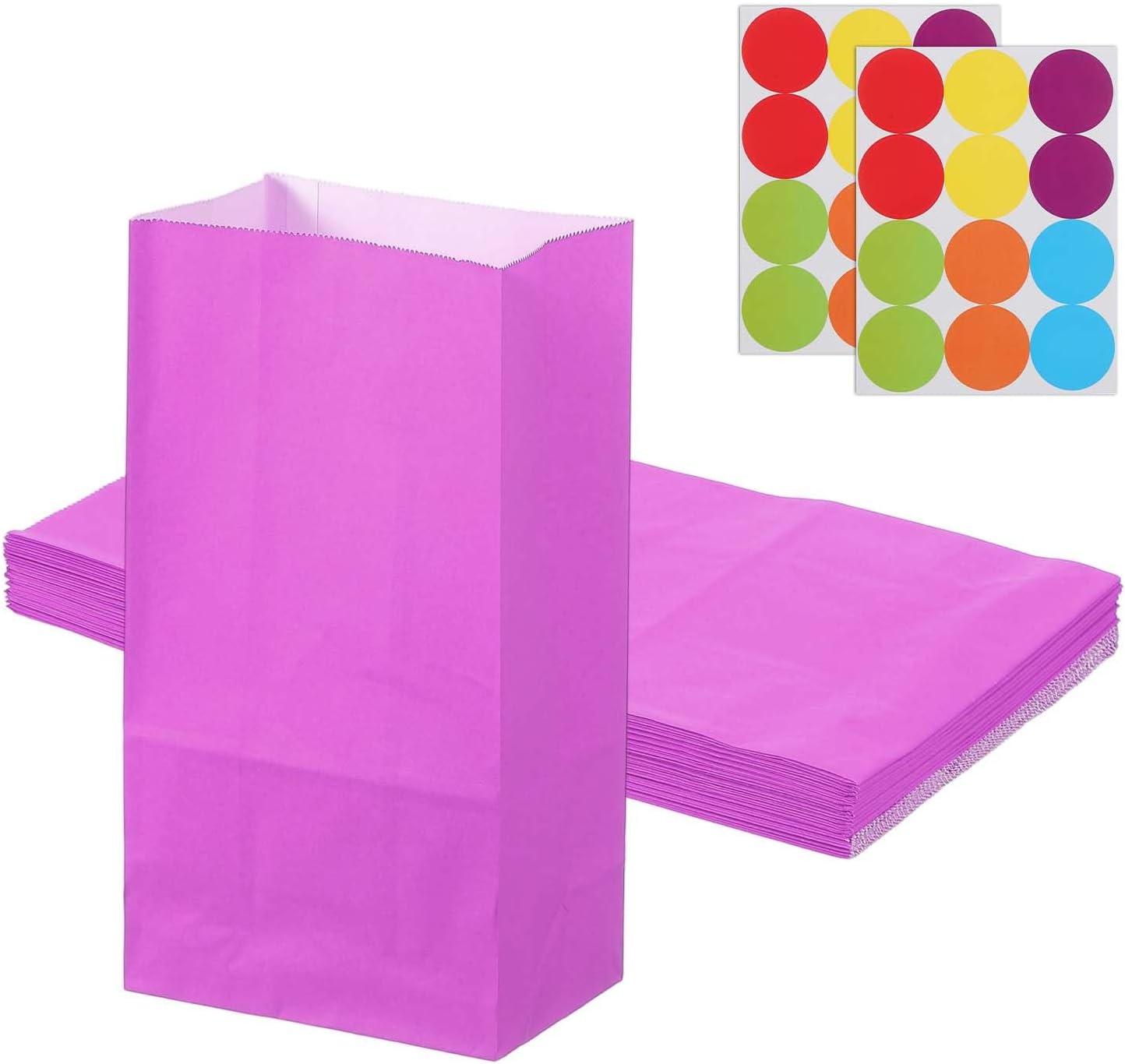 PATIKIL Party Favor Bag, 24 Pcs 5.1x3.1x9.4 Inch Medium Paper Candy Bags Gift Treat Celebration Halloween Goody Birthday Wedding Party with Stickers, Purple