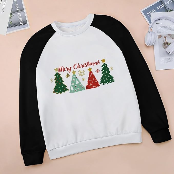 LOAIHA Christmas Sweatshirts for Women Christmas Tree Graphic Shirt Xmas Long Sleeve Merry Christmas Pullover Blouse