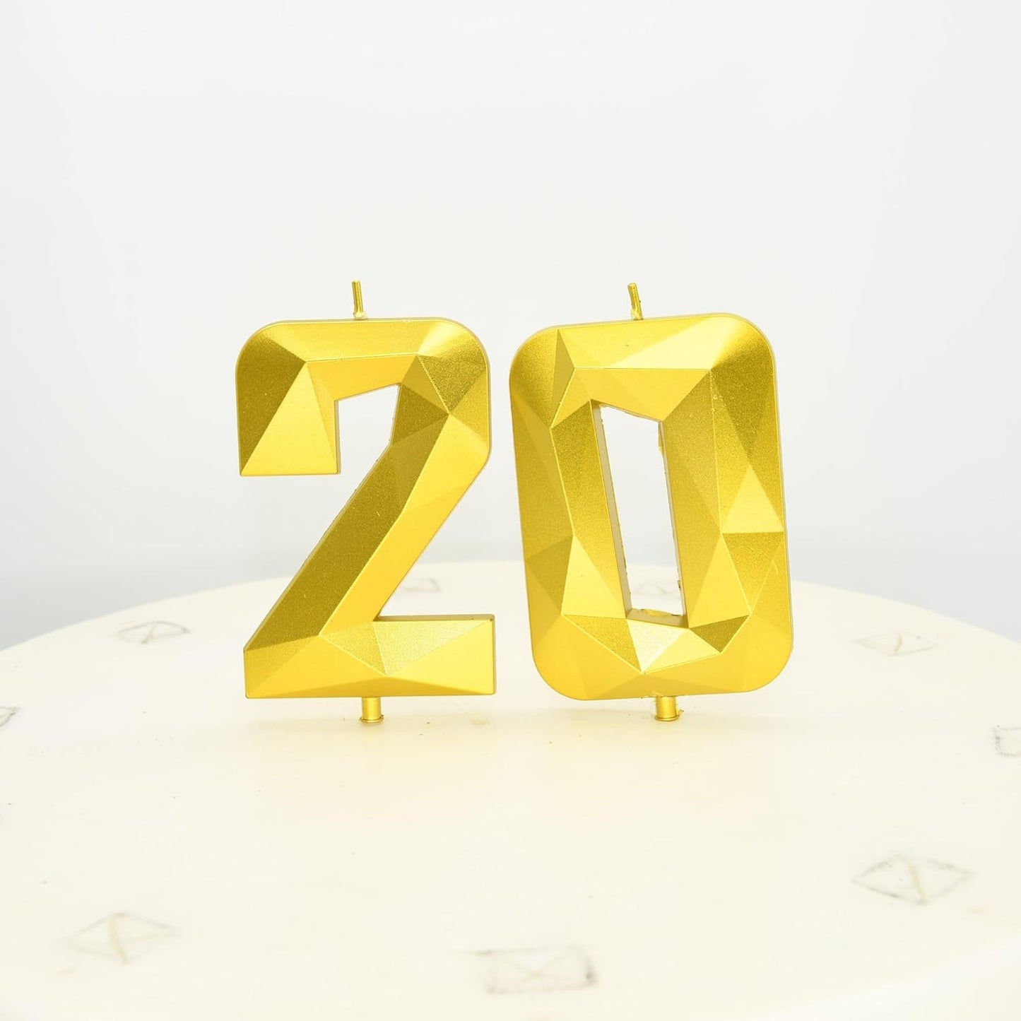 DERVENTA Large Birthday Candle Number 3D Gold 3.7 inch Party Celebration Anniversary Decoration Cake Topper 1 Piece (Number 20 Gold)