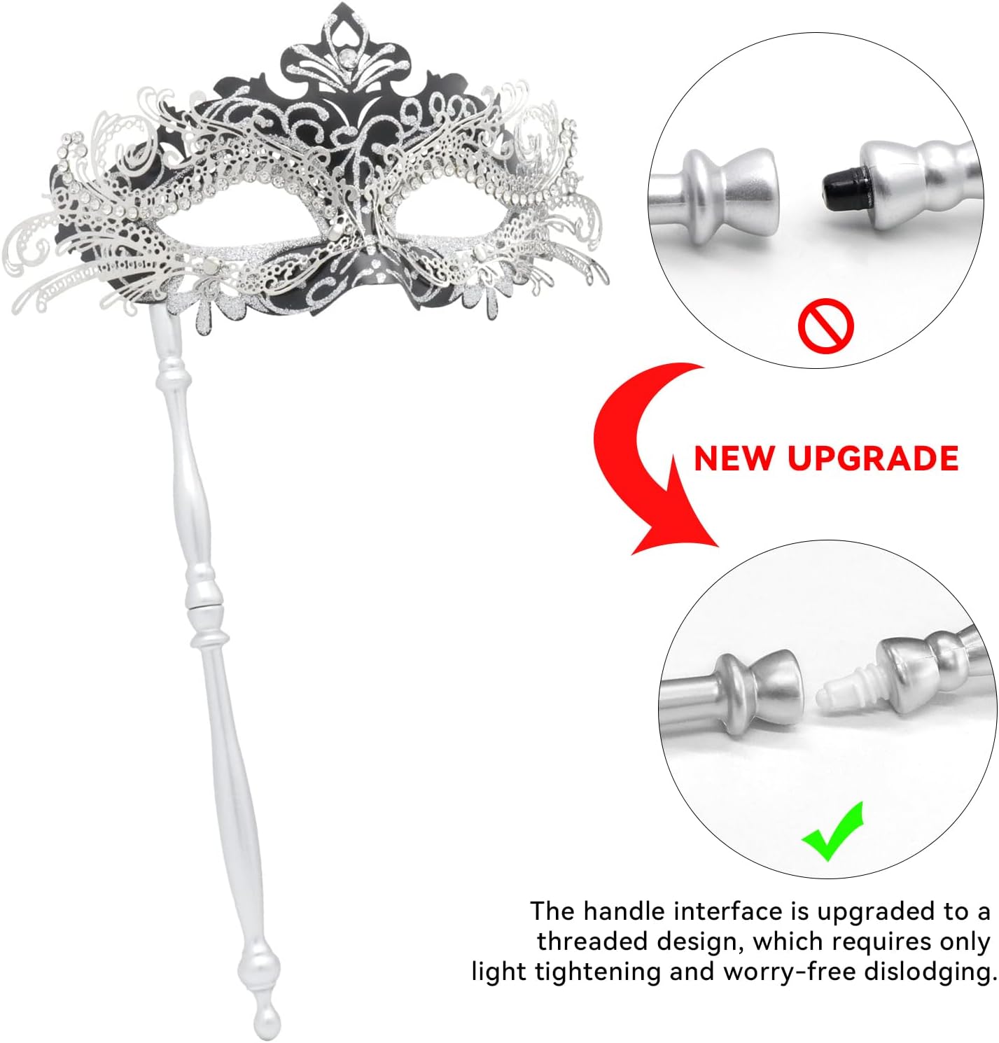 Coddsmz Masquerade Mask with Stick Venetian Mask Mardi Gras Decorations for Womens Halloween Costume Mask
