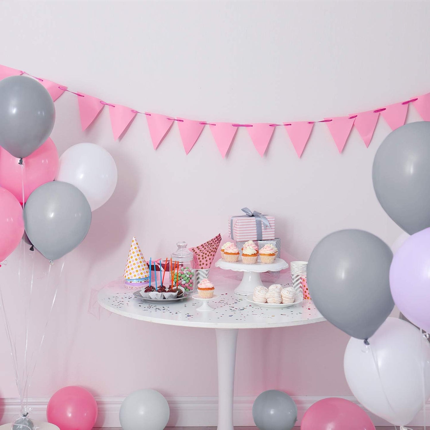 Hestya 100 Pieces 12 Inch Gray Balloons Latex Party Balloons Arch Garland Kit for Weddings, Bridal Shower, Graduation, Anniversary, Birthday Party Decoration