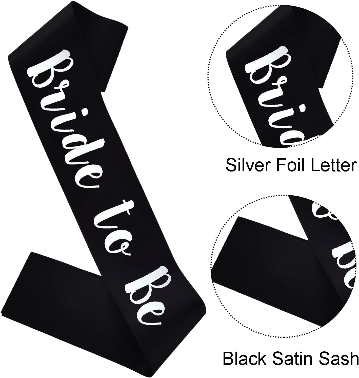 Bride to Be Sash, Black Bachelorette Sashes Engagement Gifts for Bachelorette Party, Bridal Shower & Wedding Party