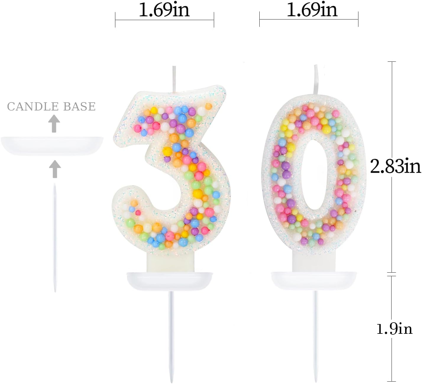 30th Birthday Candle for Cake, Colorful Macaron Numeral Candles for Women/Girl, Theme Birthday Party Cake Decorations, Cake Topper for Birthday Party Supplies (Number 30)