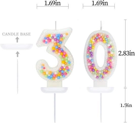 30th Birthday Candle for Cake, Colorful Macaron Numeral Candles for Women/Girl, Theme Birthday Party Cake Decorations, Cake Topper for Birthday Party Supplies (Number 30)