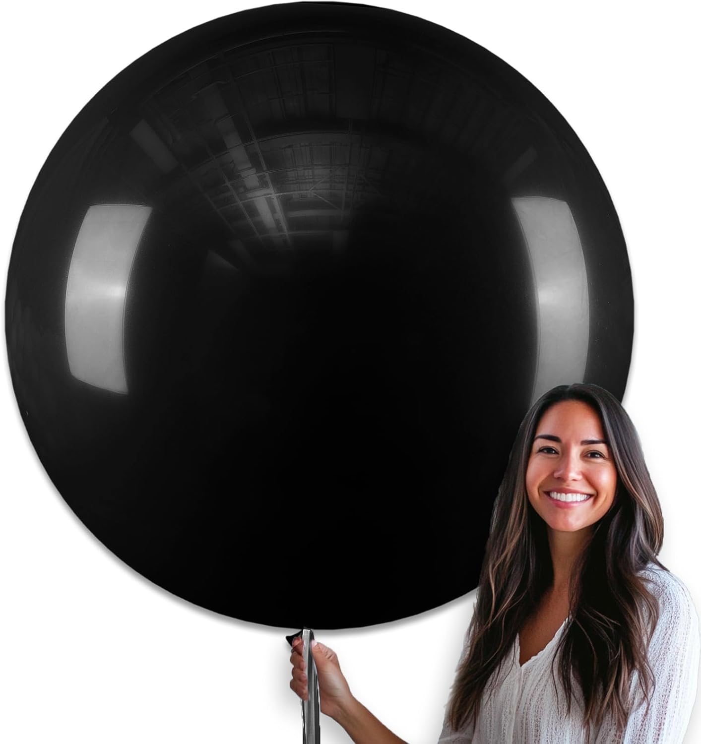 PartyWoo Black Balloons 4 pcs 36 Inch Extra Large Big Jumbo Giant Matte Black Latex Helium Balloons for Graduation Halloween New Year Anniversary Birthday Retirement Party Decorations Black-Y18