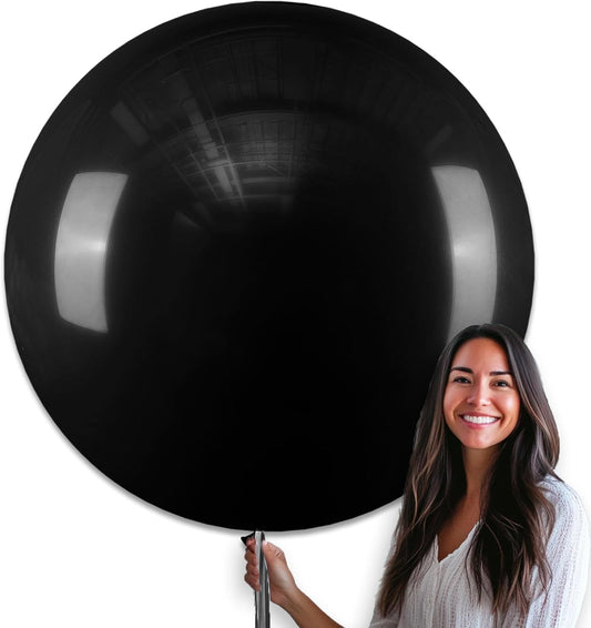PartyWoo Black Balloons 4 pcs 36 Inch Extra Large Big Jumbo Giant Matte Black Latex Helium Balloons for Graduation Halloween New Year Anniversary Birthday Retirement Party Decorations Black-Y18