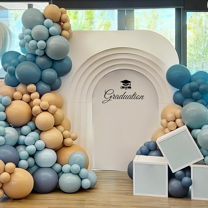 Dusty Blue Camel White Balloon Garland Arch Kit, 167Pcs Latex Balloons Different Sizes 15 12 10 5 inch for Baby Shower Gender Reveal Birthday Bear Theme Party Decorations