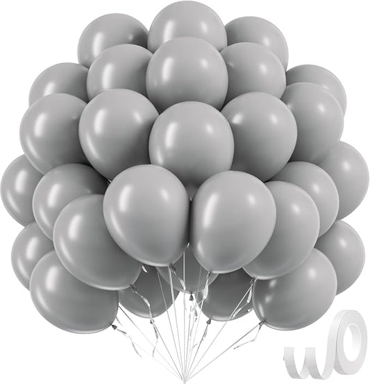 Gray Balloons 12 inch, Grey Latex Balloons 50pcs Party Balloons for Birthday Baby Shower Wedding Anniversary Party Decorations