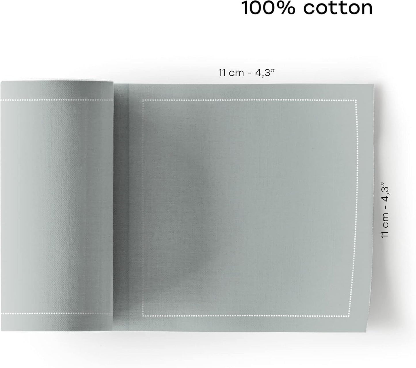 Cotton Cocktail Napkin - 4.3 x 4.3 in - 50 units per roll - Grey