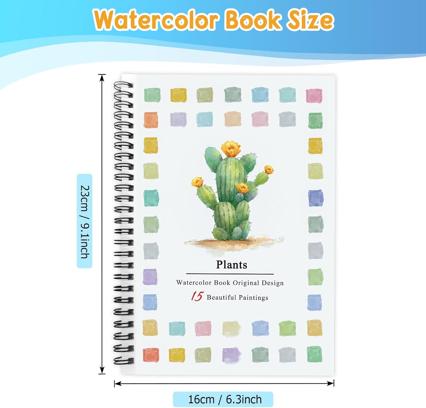 SLWBZ Watercolor Workbooks Coloring Book, Beginner Friendly Painting Kit, Easy Exquisite with Steps, Creative Exploration Watercolor Book with Paint Set for Adults Teens (Plants, Without Paint)