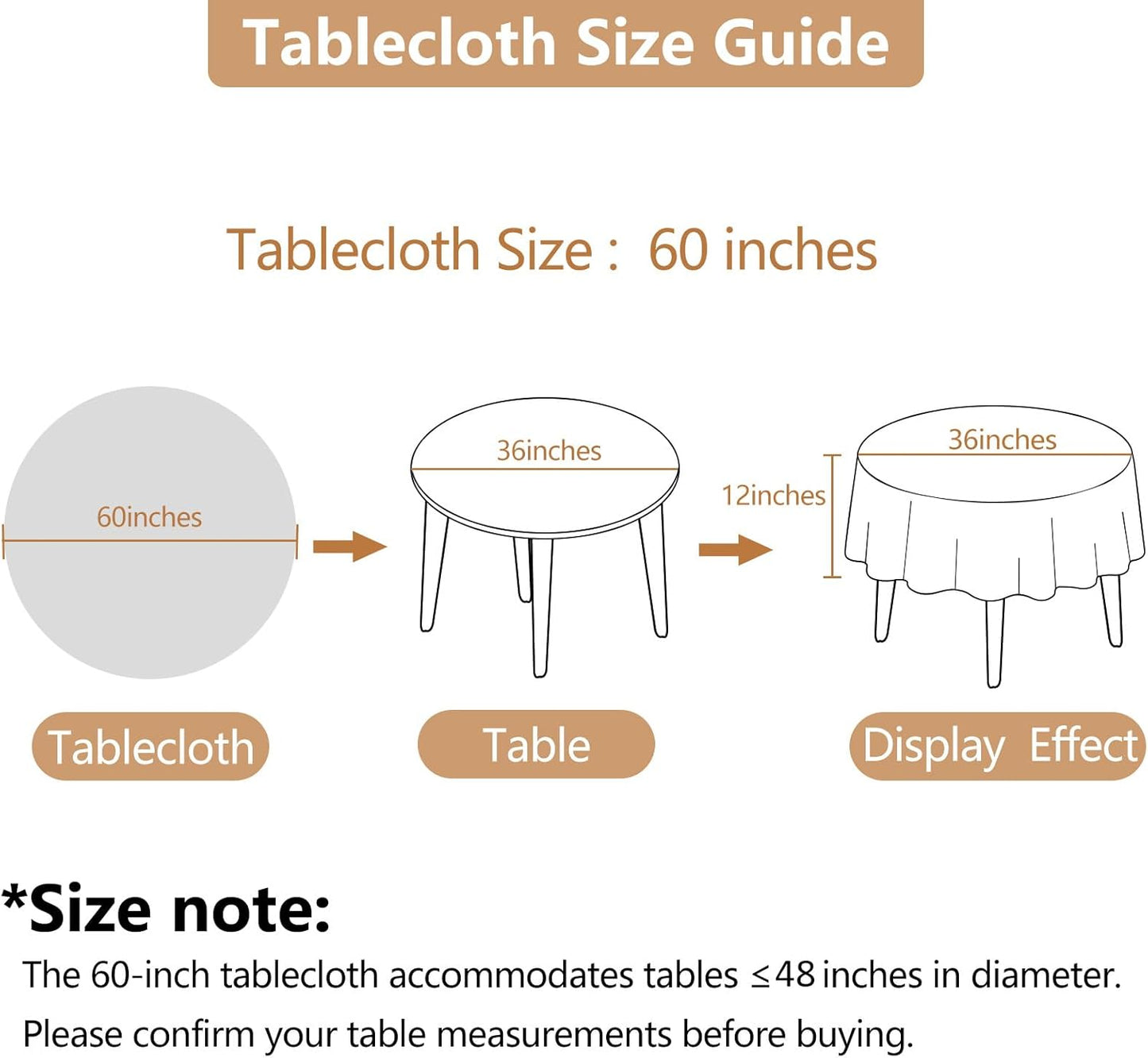 Fabric 60 Inch White Round Table Cloth, Faux Linen Textured Water Resistant & Wipeable Circle Tablecloth, Reusable for Dinning Kitchen Wedding