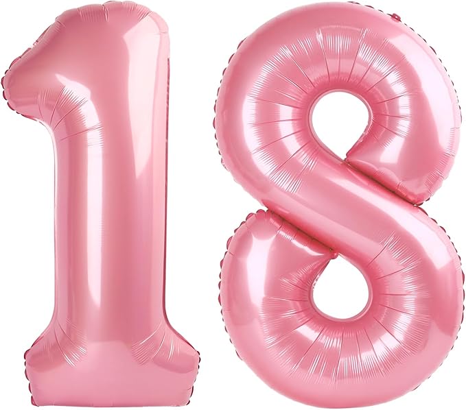 40 Inch Pastel Pink Balloon Number, 18th Birthday Party Decoration for 1 8 18 81 Men & Women, Big Foil Balloon Number for Wedding Celebration Adult Party Supplies