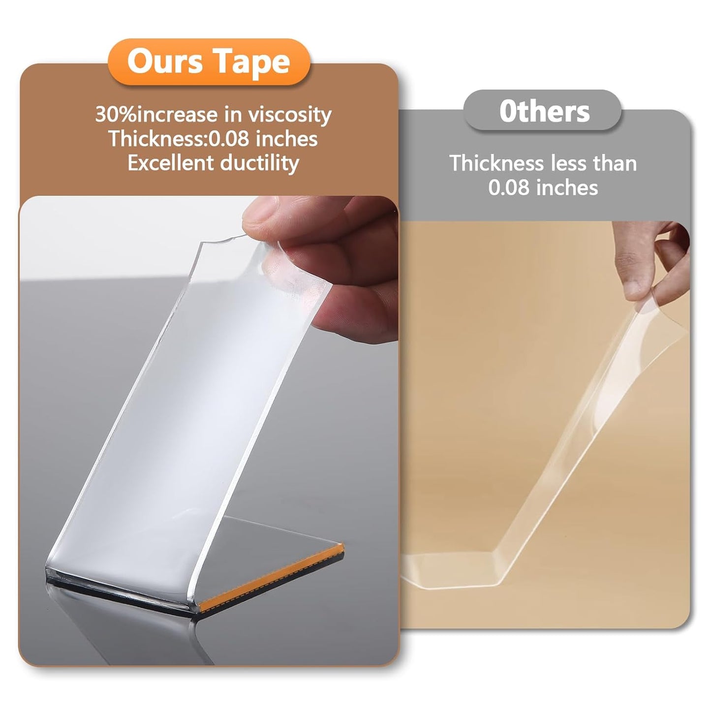 Strong Double Sided Tape Heavy Duty Widely, No Residue Clear Double Sided Mounting Tape,Two Sided Adhensive Nano Tape for Walls,Carpet,Posters,Dorm Room Essentials Teacher Must Haves