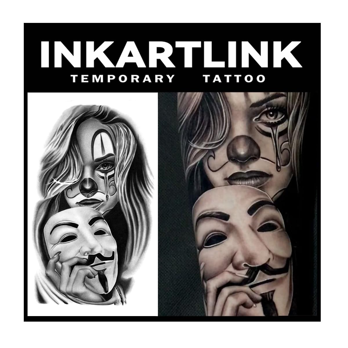 INKARTLINK 2 Sheets Extra large Semi Permanent Tattoos, Temporary Tattoos, Adult Art Designs, Waterproof, Realistic, No Adhesive, Non-Reflective, Lasts 1-2 Weeks ((Mexican Day of the Dead 3)