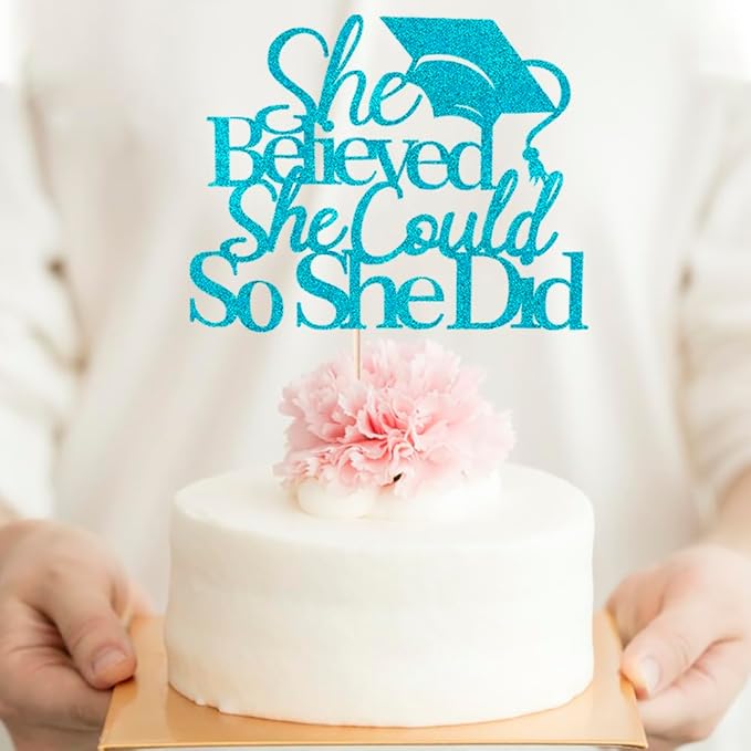 She Believed She Could So She Did Cake Topper,2026 Graduation Cake Topper,Cake Decorations for Girls,2026 High School/College/University Graduation