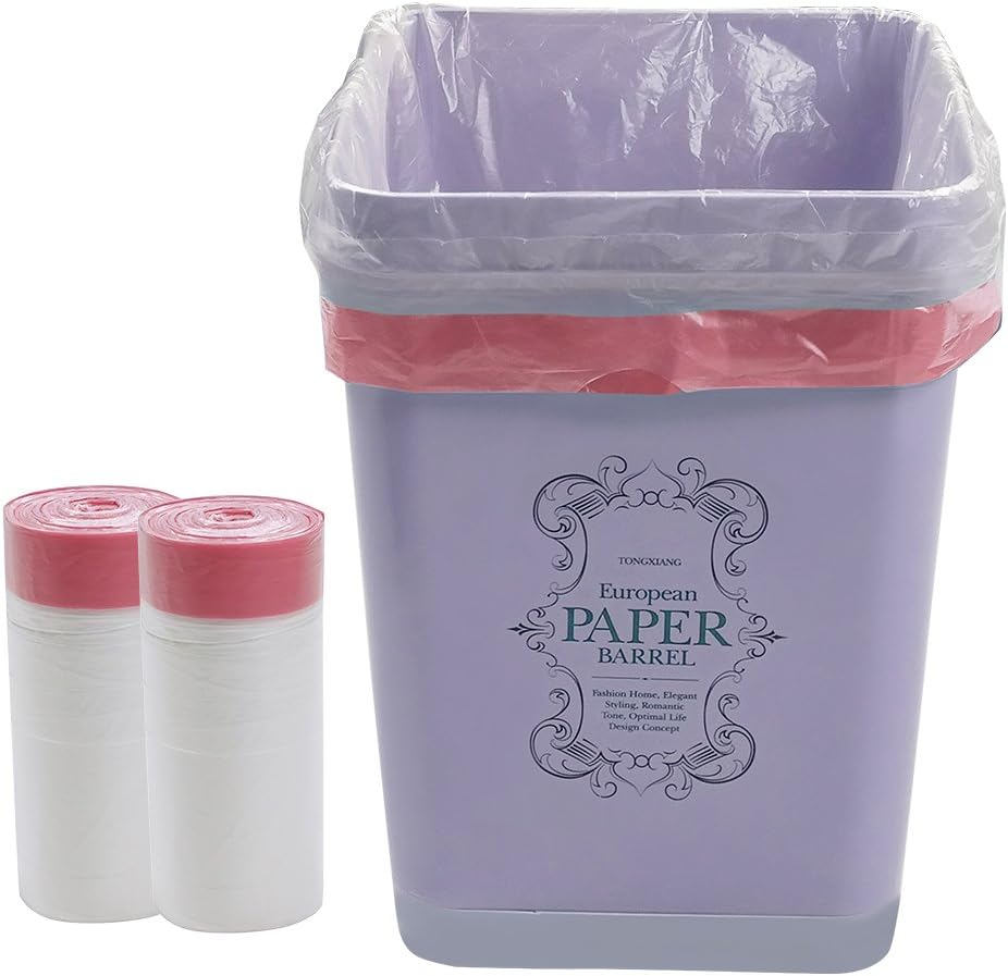 Jekiyo 120 Count Clear Trash Bags, Drawstring 6 Gallon Garbage Bag