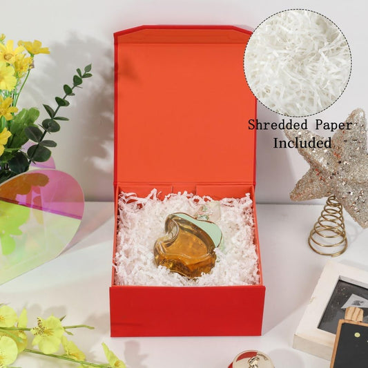 6 Pcs Small Red Gift Box 6x6x3 Inch Magnetic Gift Box Small Magnetic Box with Crinkle Paper Red Small Gift Box with Shredded Paper Luxury Gift Boxes with Lids for Presents