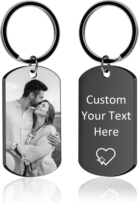 Custom Keychain with Picture - Made in USA Personalized Double Sided Photo Keychains for Men, Women, Christmas