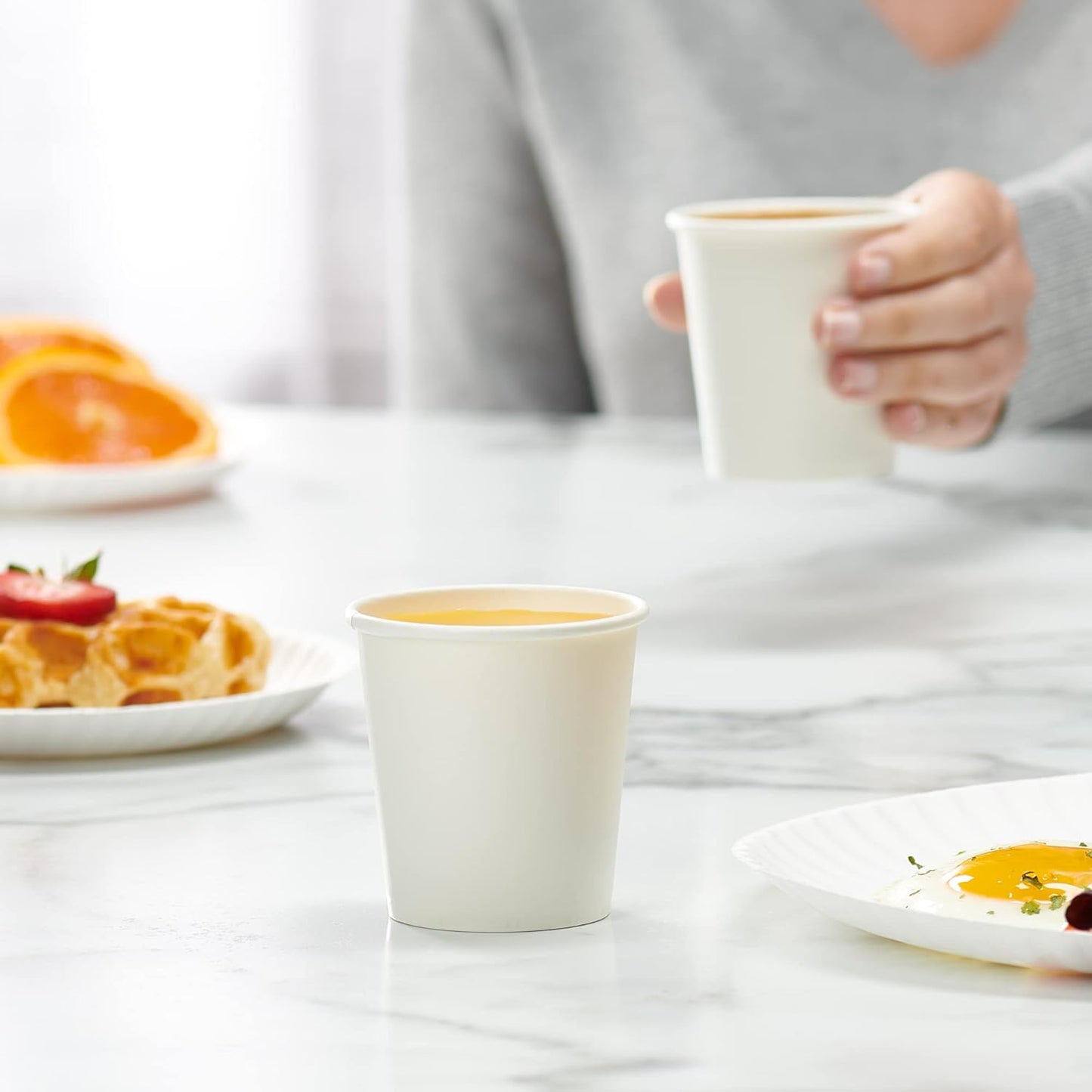 GUSTO [6 oz. - 300 count] Disposable White Paper Cups, Hot Coffee Cups - Eco-Friendly Hot Cups