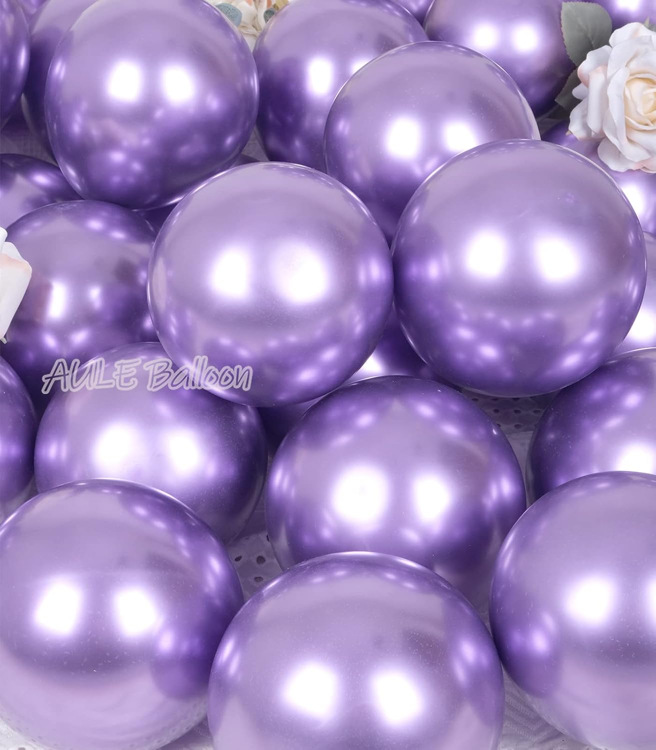 AULE Metallic Purple Balloons 5 inch 50 Pcs Dark Purple Latex Balloons Chrome Helium Shiny Thicken Balloon Perfect Party Decoration for Wedding Birthday Baby Shower Graduation Christmas Carnival