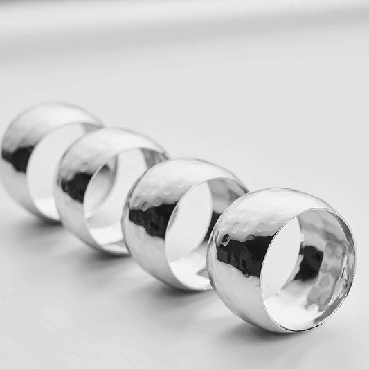 Efavormart Shiny Silver Plated Hammered Curved Napkin Rings - 4/pk