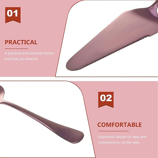 Generic Serrated Edge Stainless Steel Cake Server, Mirror Finish Baking Shovel, Ergonomic Cake Cutter Spatula, Dessert Pastry Slicer, Easy Wash Pie Shovel (Purple)