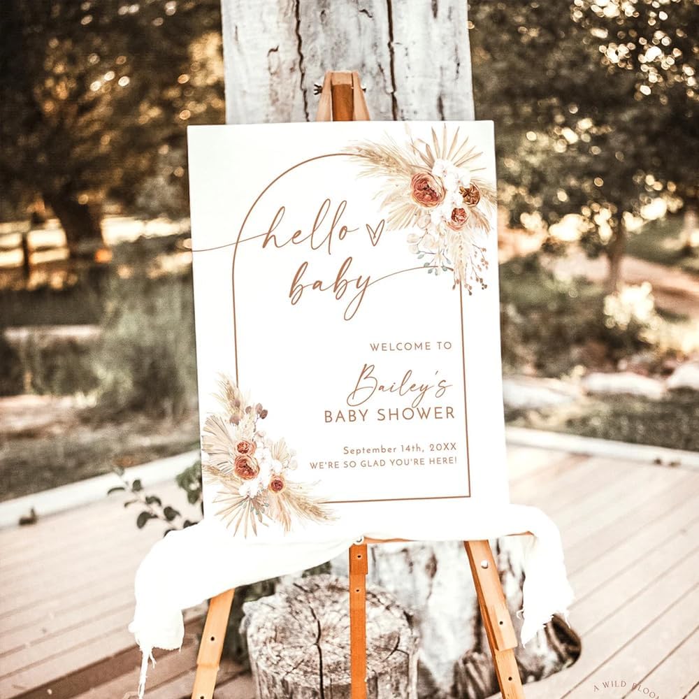Generic Personalized Boho Shower Welcome Sign, Boho Boy Baby Shower, Neutral Baby Shower, Oh Baby Shower Decorations, Baby Announcement Sign, Baby Boy Shower Yard Sign, Full Size, Vesion #7