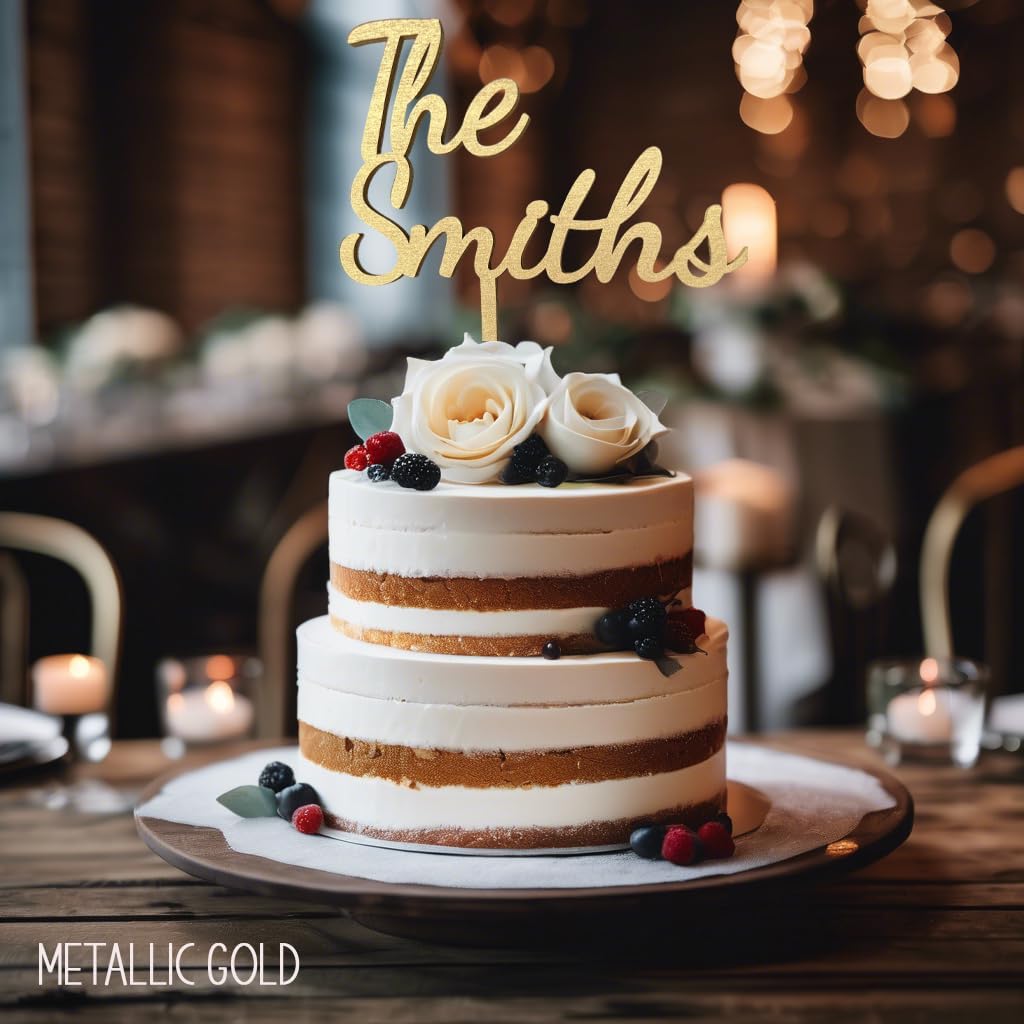 Custom Name Wedding Cake Topper, Personalized Bride and Groom Decoration, Rustic Wedding, Anniversary, Briday Shower Decor (The (Name))