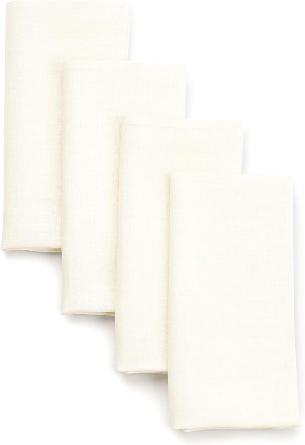 D'Moksha Homes Ivory Linen Napkins 18 x 18 Inch - 100% Pure Linen Cloth Washable Dinner Napkins Set of 4 for Fall, Thanksgiving, Christmas, Holiday