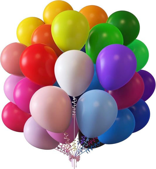 KALOR 10 Inch Rainbow Balloons, 100 Pcs Latex Helium Balloons for Kid's Birthday Party Baby Shower Wedding Graduation Graduation Party Decorations