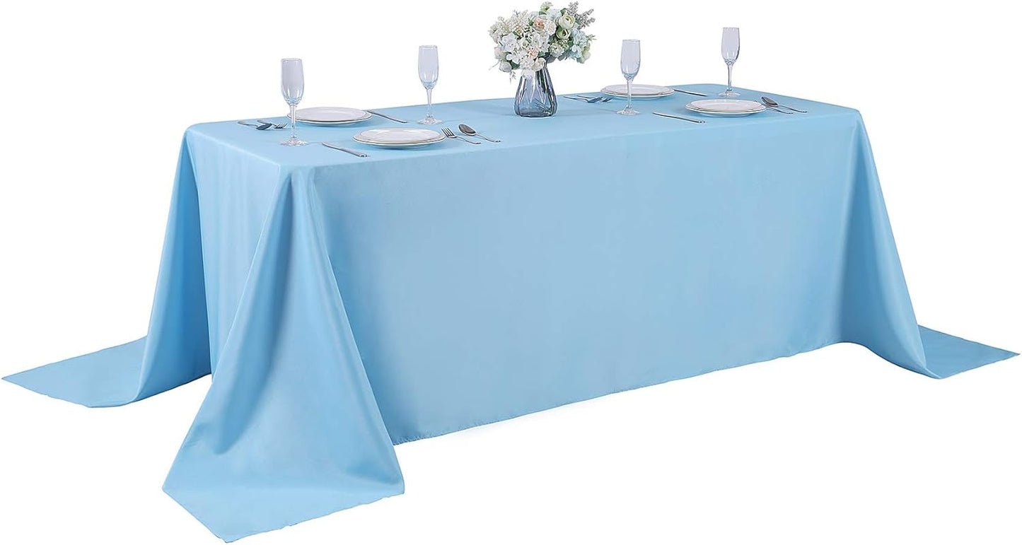 Cupuamon Rectangle Tablecloth 90x132 inch Washable Polyester Fabric Table Cloth for Wedding Party Dining Banquet Decoration（90x132, Blue Mist）