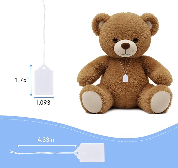 Price Tags with String Attached, 1000pcs White Matte Surface Marking Merchandise Strung Tags Writable Label Small Hang Tag for Pricing Gift Jewelry Clothing Yard Sale Garage Supplies 1.75 x 1.093 inch