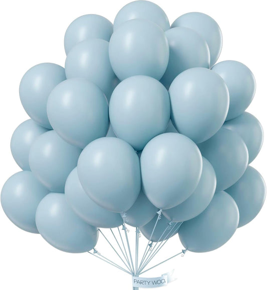 PartyWoo Dusty Blue Balloons 101 pcs 12 inch Light Boho Blue Aqua Latex Helium Balloons for Graduation Wedding Baby Shower Gender Reveal Anniversary Graduation Birthday Party Decorations Blue-F28