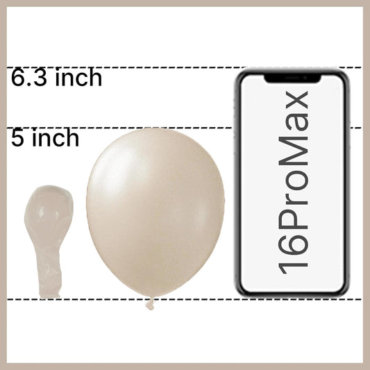 PartyWoo White Sand Balloons 50 pcs 5 Inch Small Mini Beige Cream Ivory Latex Small Mini Balloons for Wedding Bridal Graduation Baby Shower Gender Reveal Safari Birthday Party Decorations White-F12