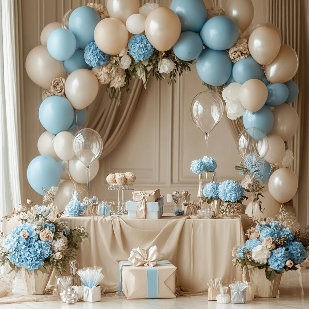Dusty Blue Balloons, 125 PCS Assorted Sizes 18 inch, 12 inch, 10 inch, 5 inch - Great for Birthday Party, Wedding, Bridal Shower, Holiday Decorations and Balloon Garland Arches