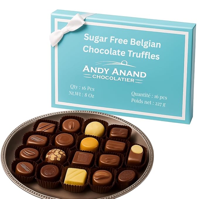 Andy Anand Sugar Free Belgian Chocolate Truffles | Exquisitely Delicious, You Won't Believe They're Sugar Free | Diabetic Friendly Gift Box | Perfect for Connoisseurs, Amazingly Delicious (15 Pieces)