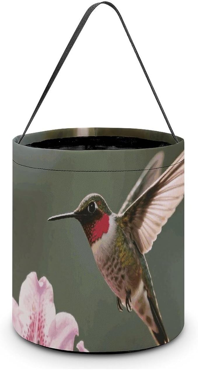 Halloween Candy Bucket - Floral Hummingbirds Trick Or Treat Candy Bag, Gift Bag for Party Favor Supplies