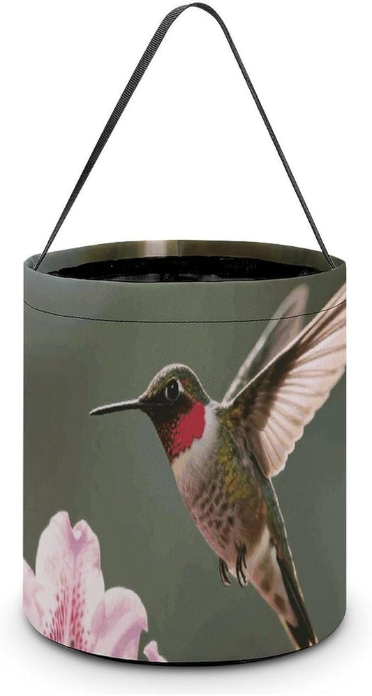 Halloween Candy Bucket - Floral Hummingbirds Trick Or Treat Candy Bag, Gift Bag for Party Favor Supplies