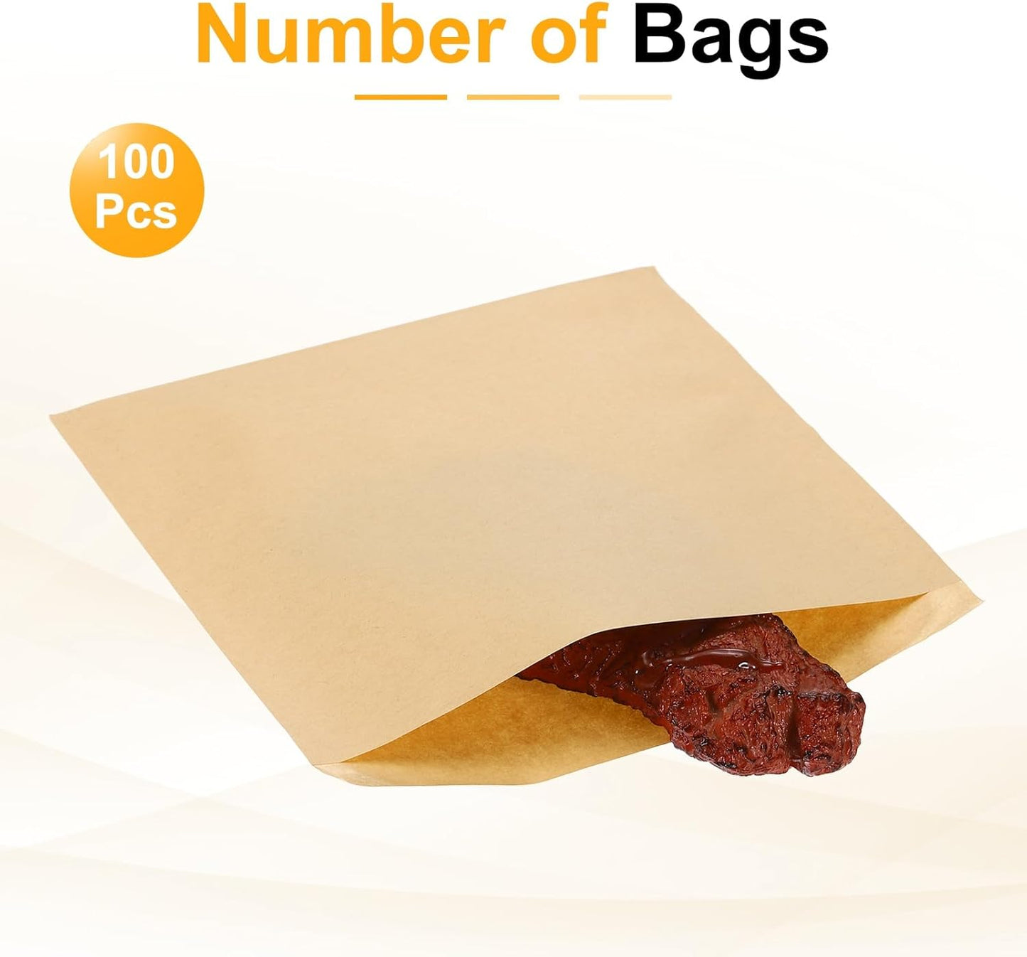 PATIKIL 6.69x6.69 Inch Paper Sandwich Bags, 100 Pcs Pastry Bag Small Pastry Bags Cookie Sleeves Food Packaging for Bakery Treats, Light Brown