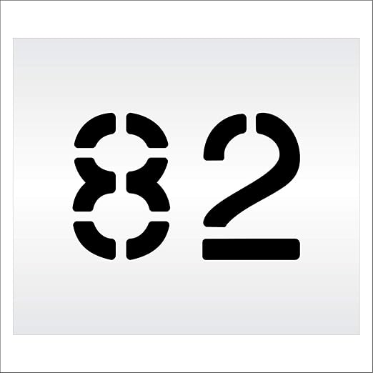 Pavement, Curb, and WheelStop Stencils - 6 inch Double Number Stencil - (82) - 6" x 9" x 1/16" (63 mil) - Light-Duty