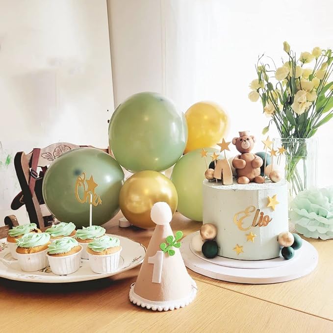 Sage Green Gold White Party Balloons, 50Pcs Sage Green and Gold Confetti Party Balloons For Birthday Baby Shower Engagement Wedding Anniversary Party Decorations