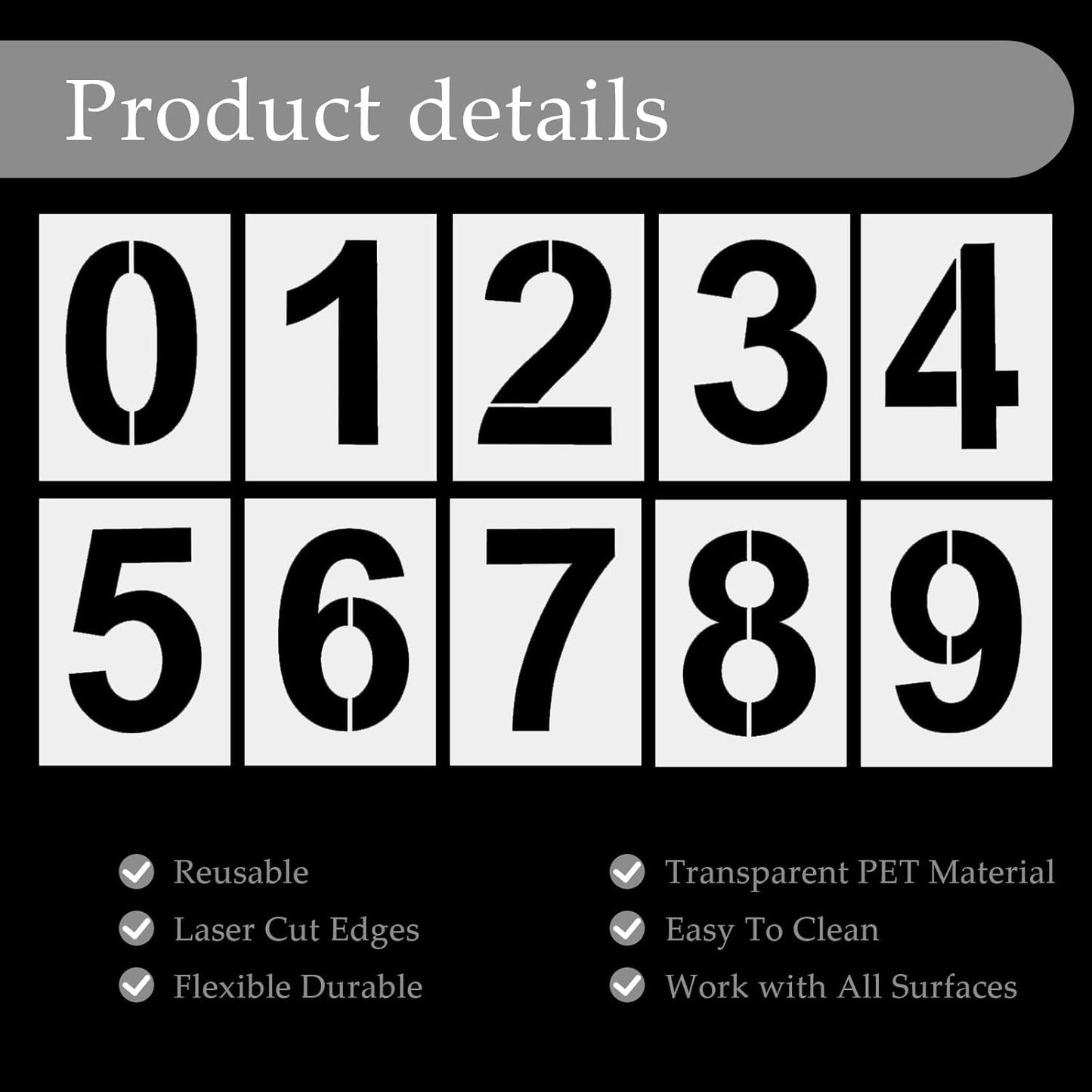 Plastic Number Stencils 8 Inch Reusable Digital Painting Templates Stencils 0-9 for Cake, Address Number, Painting, Mailbox Signs, Road Parking