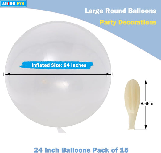 15Pcs 24 Inch Balloons Clear Giant Round Balloons Large Balloon for Festival, Christmas, Birthday Party Decorations